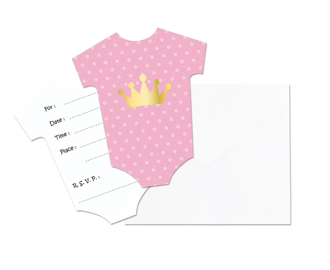 Invitations with envelope "Little girl", pink, 6 pcs EOL