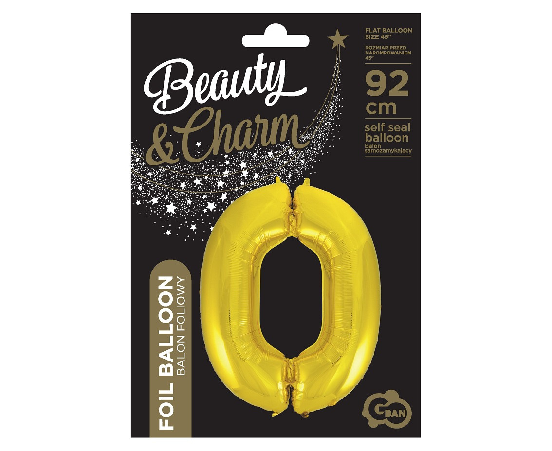 Foil balloon B&C digit 0, gold, 92 cm
