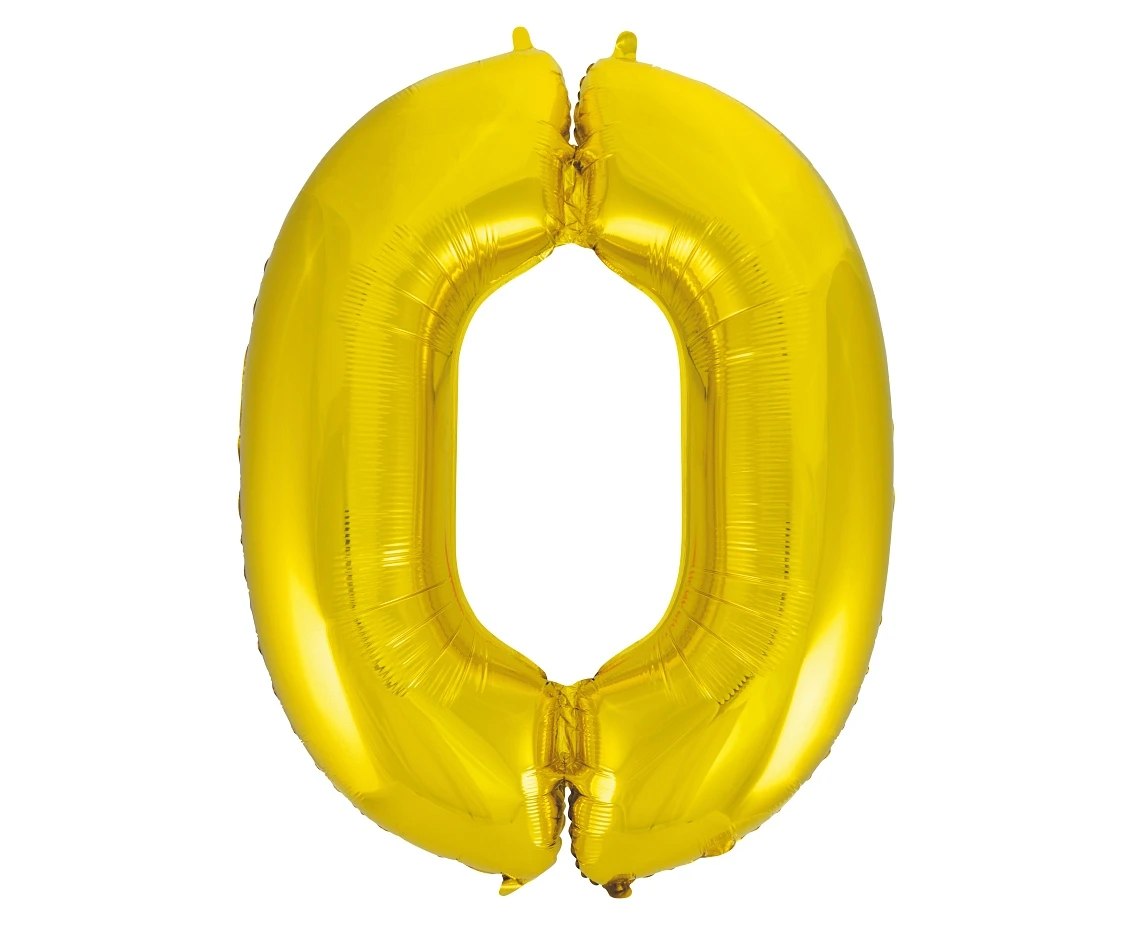Foil balloon B&C digit 0, gold, 92 cm