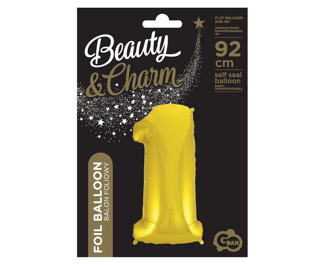 Foil balloon B&C digit 1, gold, 92 cm