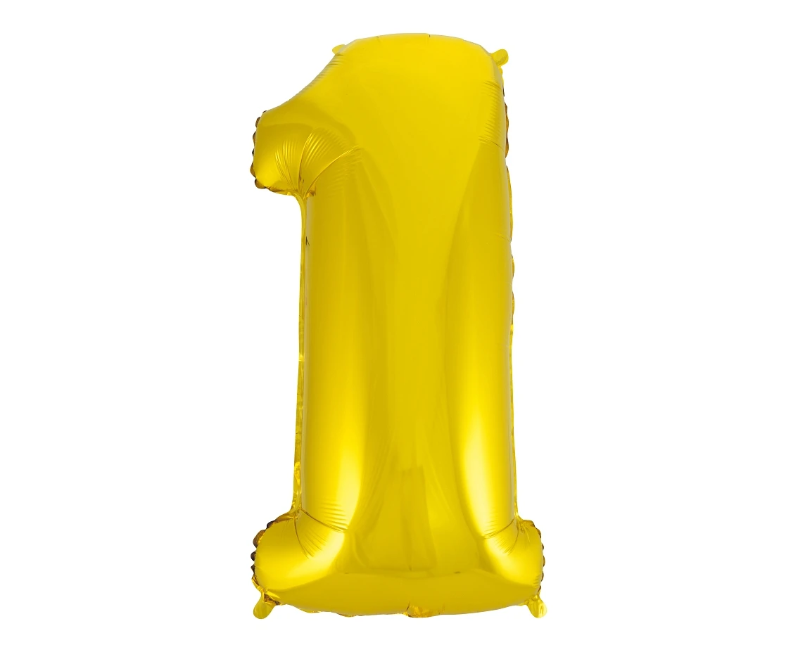 Foil balloon B&C digit 1, gold, 92 cm