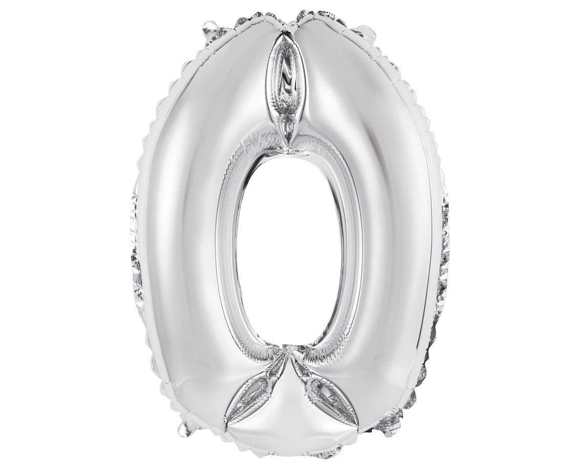 Foil balloon "Digit 0" , silver, 35 cm EOL