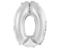 Foil balloon "Digit 0" , silver, 35 cm EOL