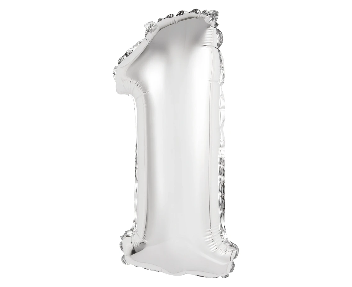 Foil balloon No 1, silver, 35 cm EOL