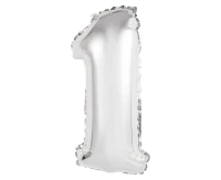 Foil balloon No 1, silver, 35 cm EOL