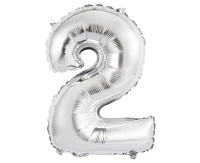 Foil balloon "Digit 2" , silver, 35 cm EOL