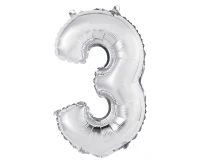 Foil balloon "Digit 3" , silver, 35 cm EOL