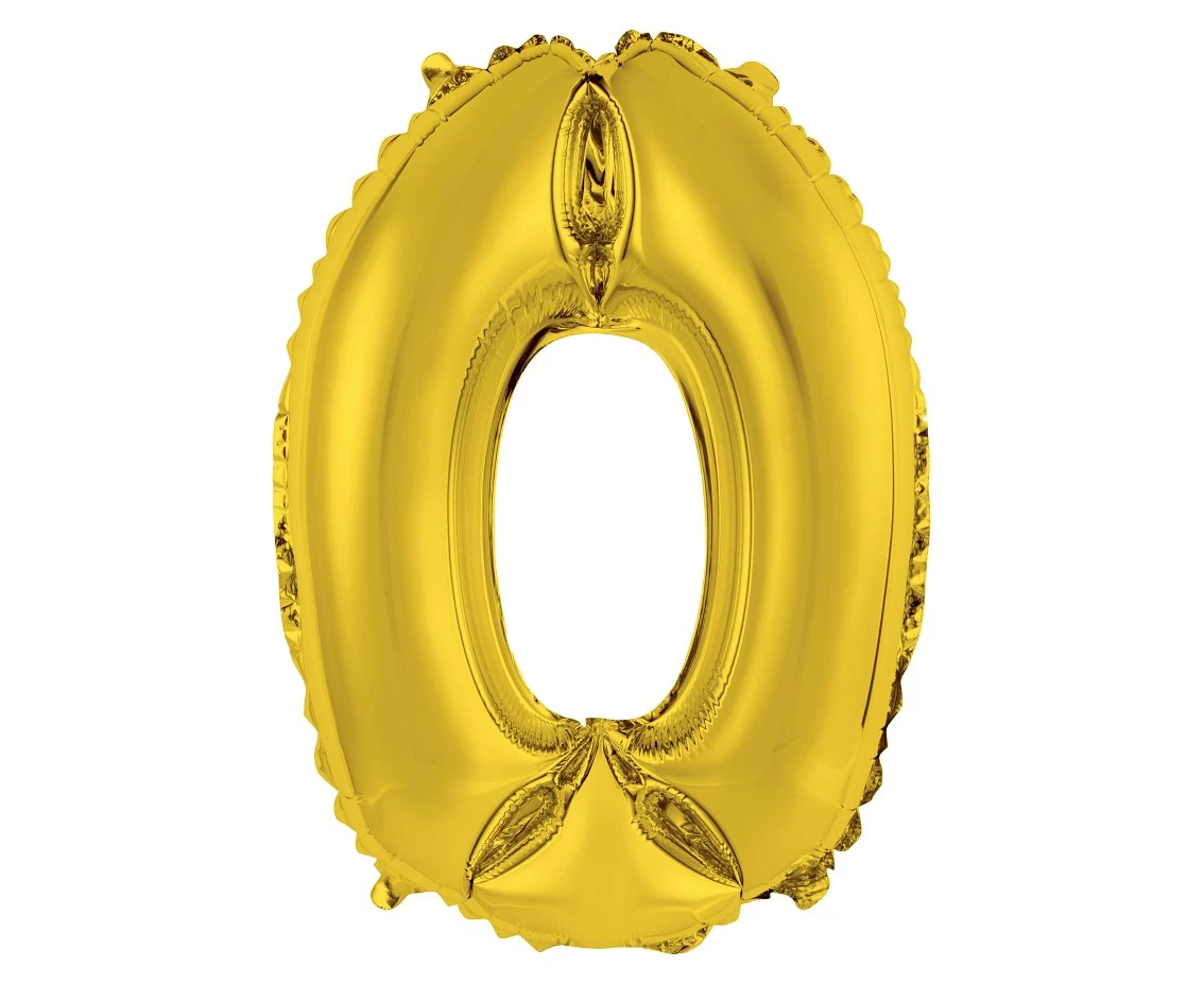 Foil balloon "Digit 0" , gold, 35 cm