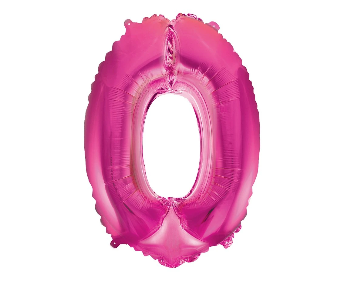 Foil balloon No 0, pink, 35 cm EOL