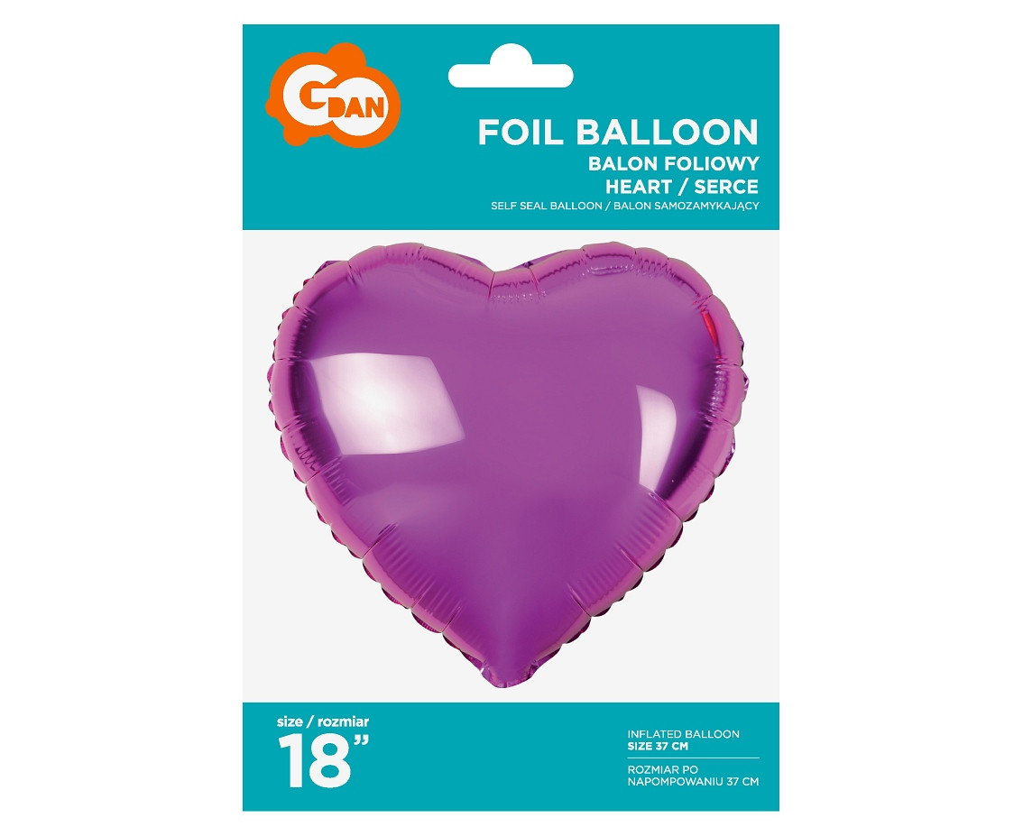 Foil balloon "Heart", pink, 18"