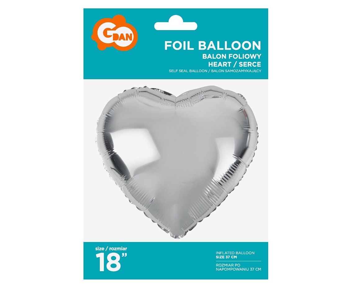 Foil balloon "Heart" , silver, 18"