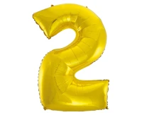 Foil balloon B&C digit 2, gold, 92 cm