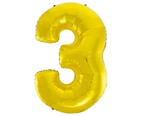 Foil balloon B&C digit 3, gold, 92 cm