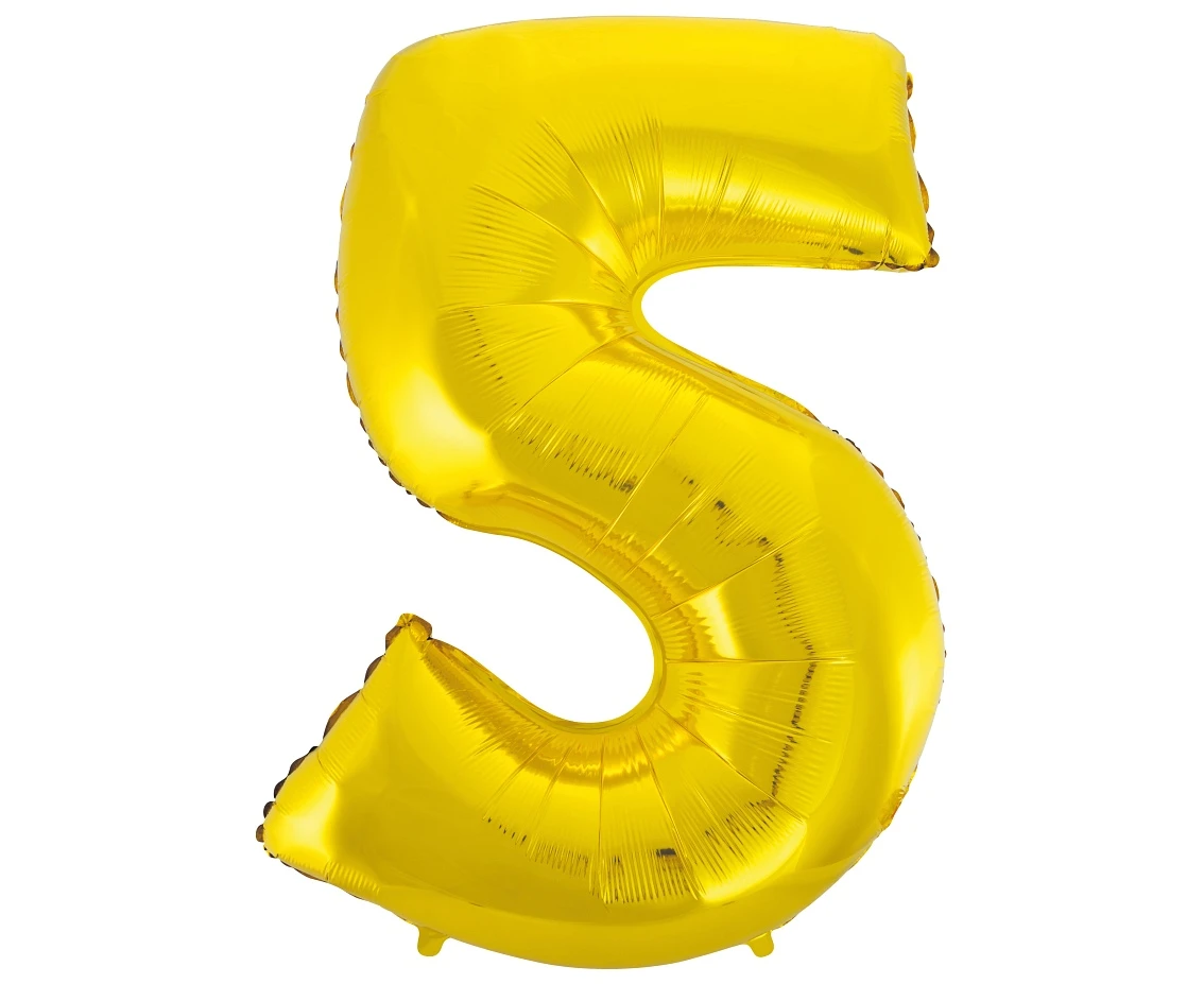 Foil balloon B&C digit 5, gold, 92 cm