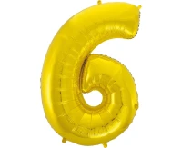 Foil balloon B&C digit 6, gold, 92 cm