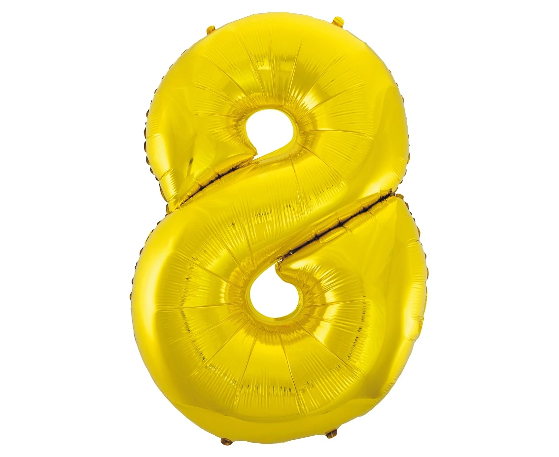 Foil balloon B&C digit 8, gold, 92 cm