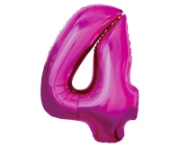Foil balloon B&C digit 4, pink, 92 cm EOL