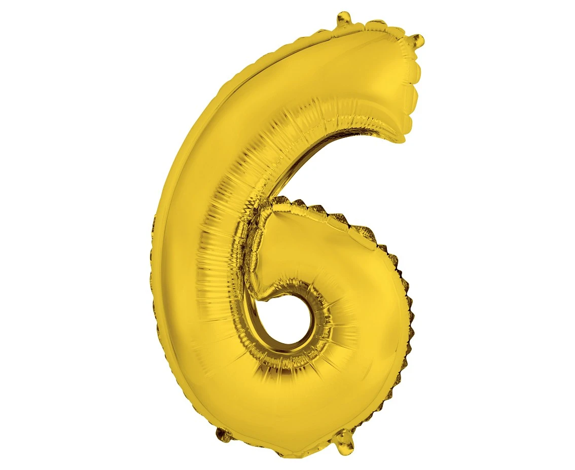 Foil balloon "Digit 6" , gold, 35 cm