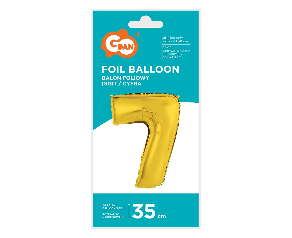 Foil balloon "Digit 7" , gold, 35 cm