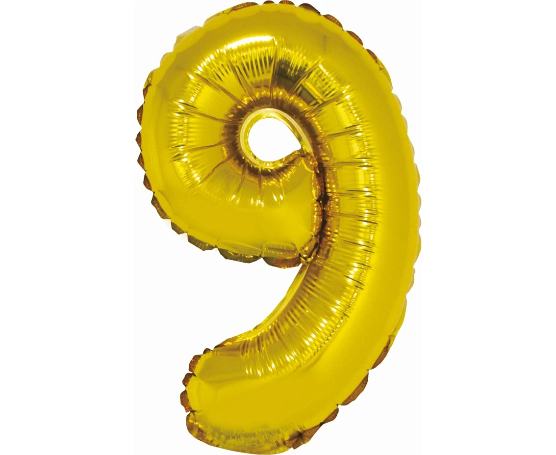 Foil balloon "Digit 9" , gold, 35 cm