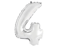 Foil balloon "Digit 4" , silver, 35 cm EOL