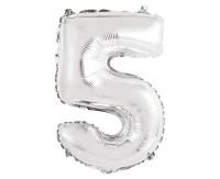 Foil balloon "Digit 5" , silver, 35 cm EOL