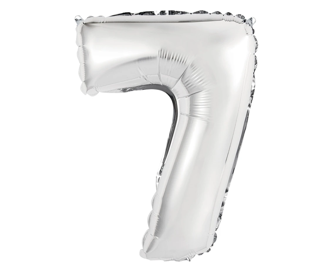 Foil balloon "Digit 7" , silver, 35 cm EOL