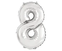 Foil balloon "Digit 8" , silver, 35 cm EOL