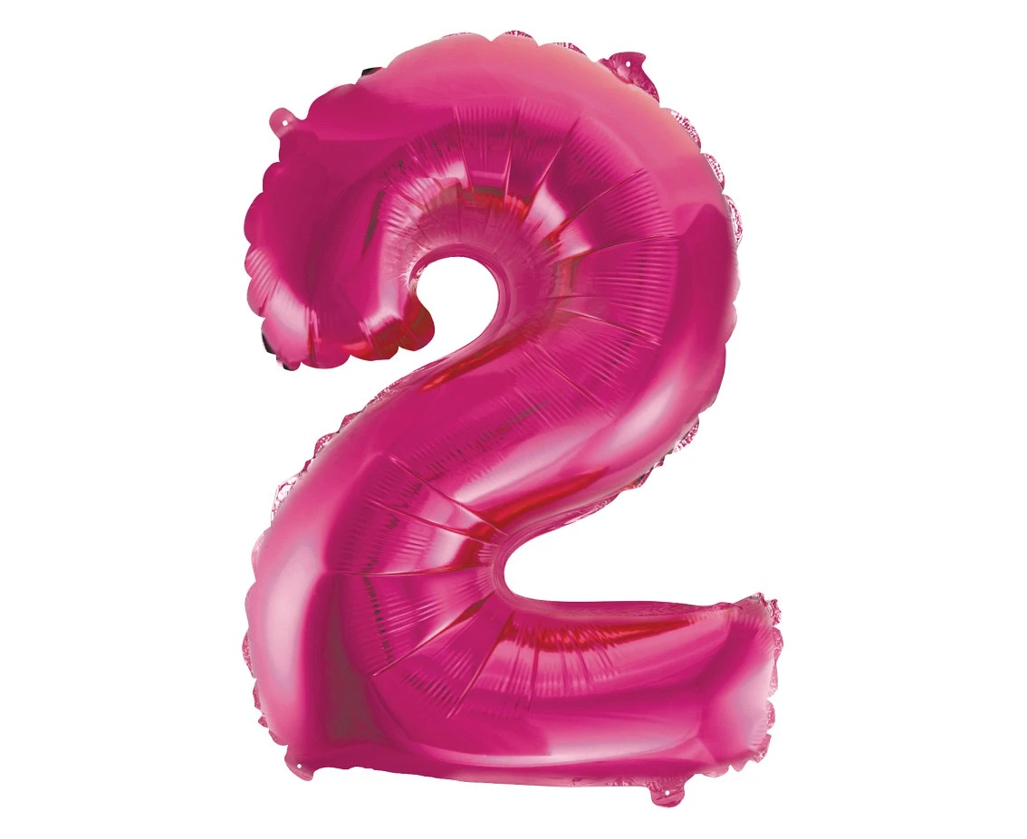 Foil balloon No 2", pink, 35 cm EOL