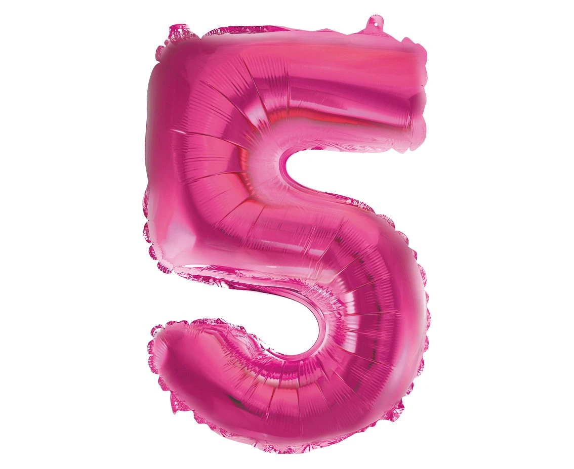 Foil balloon No 5, pink, 35 cm EOL
