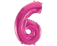 Foil balloon No 6, pink, 35 cm EOL