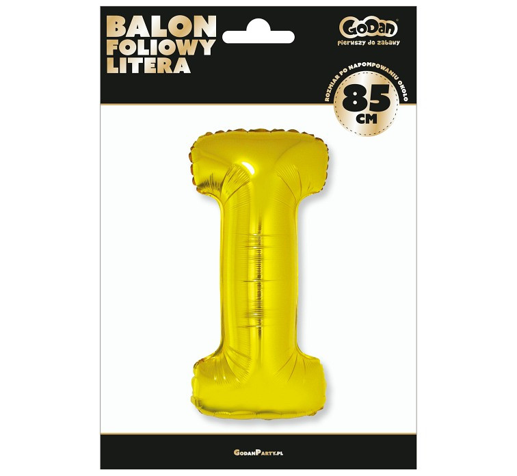 Foil balloon "Letter I" , gold, 85 cm EOL
