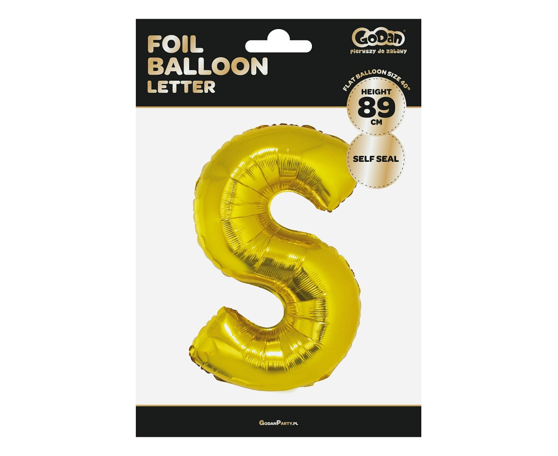 Foil balloon "Letter S" , gold, 85 cm EOL