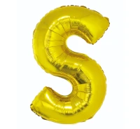 Foil balloon "Letter S" , gold, 85 cm EOL