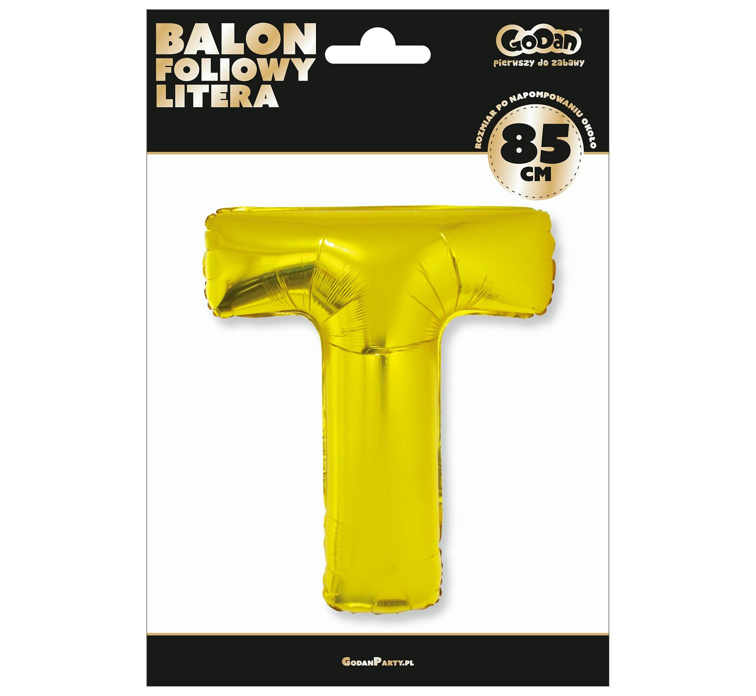 Foil balloon "Letter T" , gold, 85 cm EOL