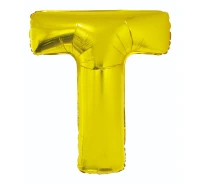 Foil balloon "Letter T" , gold, 85 cm EOL