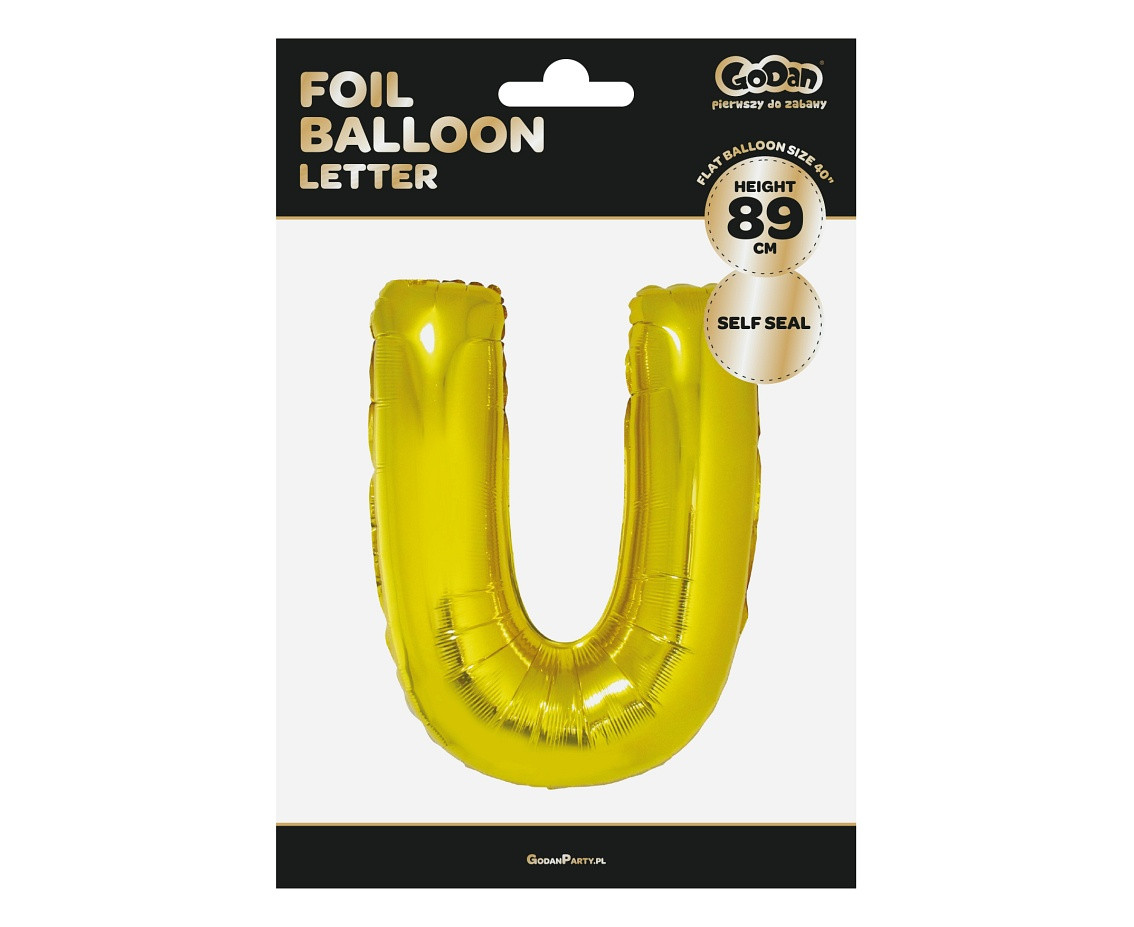 Foil balloon "Letter U" , gold, 85 cm EOL