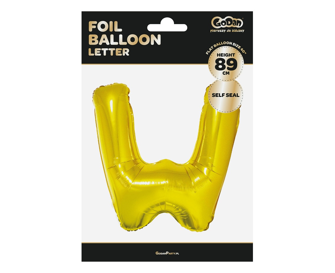 Foil balloon "Letter W" , gold, 85 cm EOL