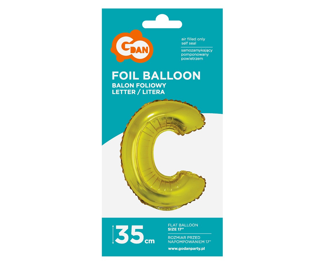 Foil balloon "Letter C" , gold, 35 cm EOL