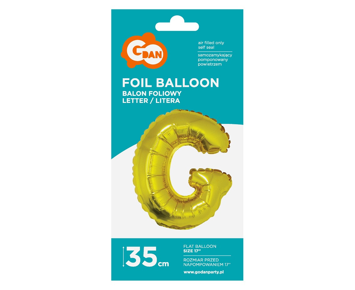 Foil balloon "Letter G" , gold, 35 cm EOL