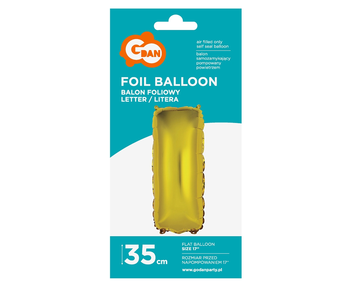 Foil balloon "Letter I" , gold, 35 cm EOL