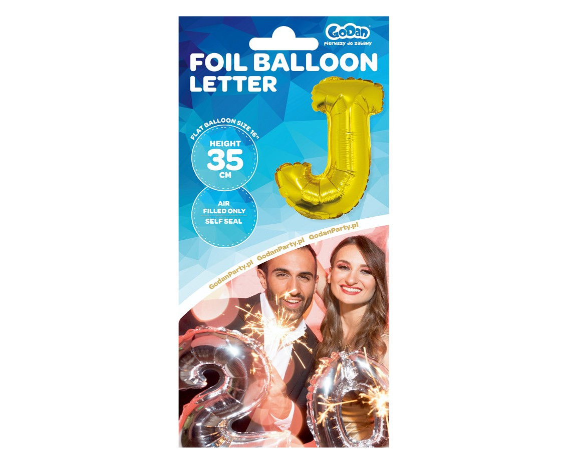 Foil balloon "Letter J" , gold, 35 cm EOL