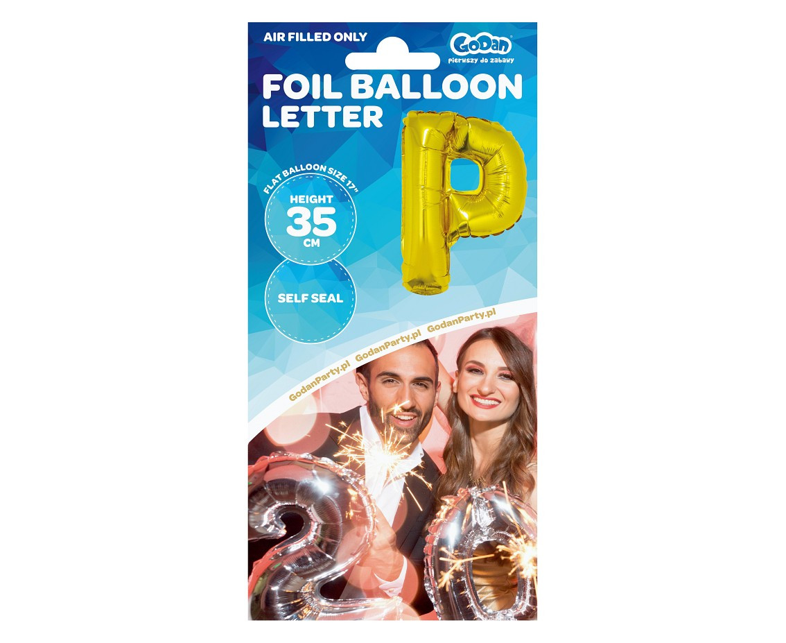 Foil balloon "Letter P" , gold, 35 cm EOL