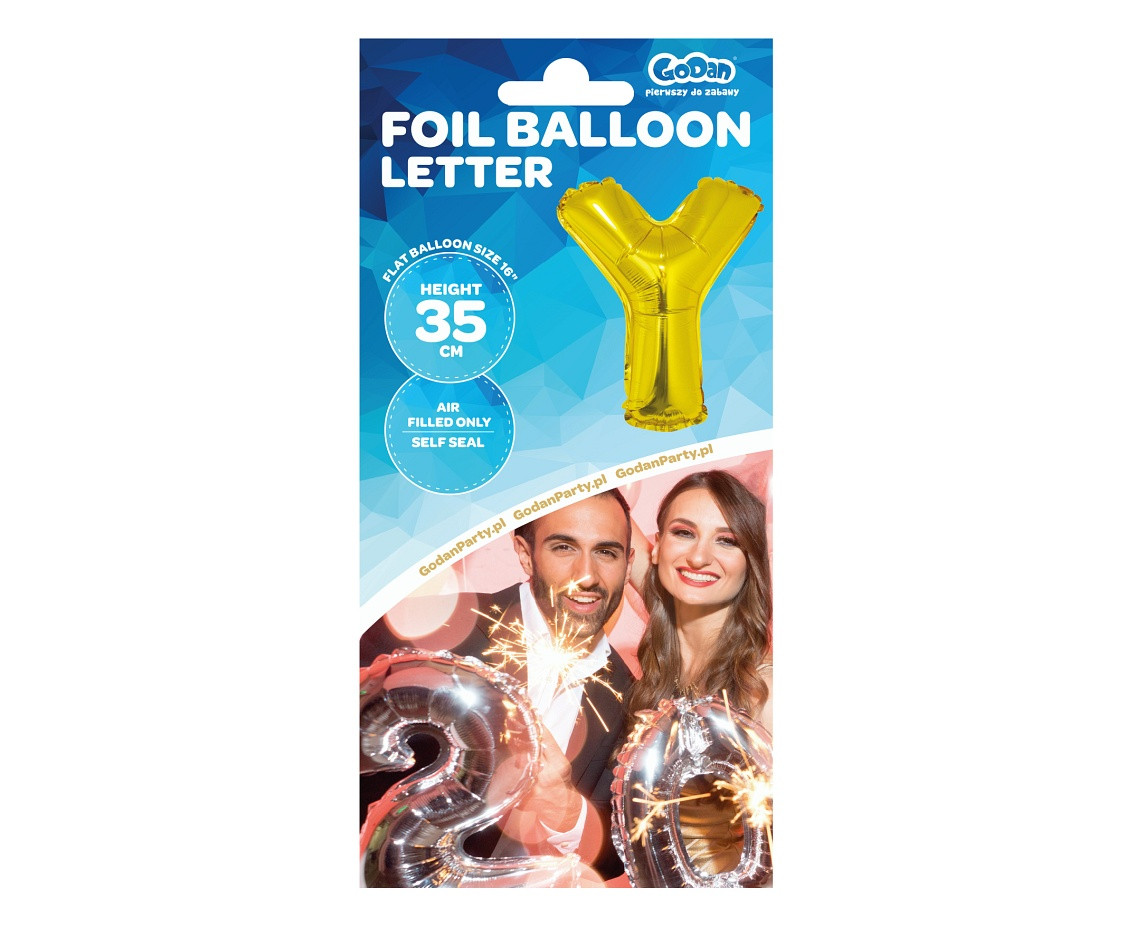 Foil balloon "Letter Y" , gold, 35 cm EOL