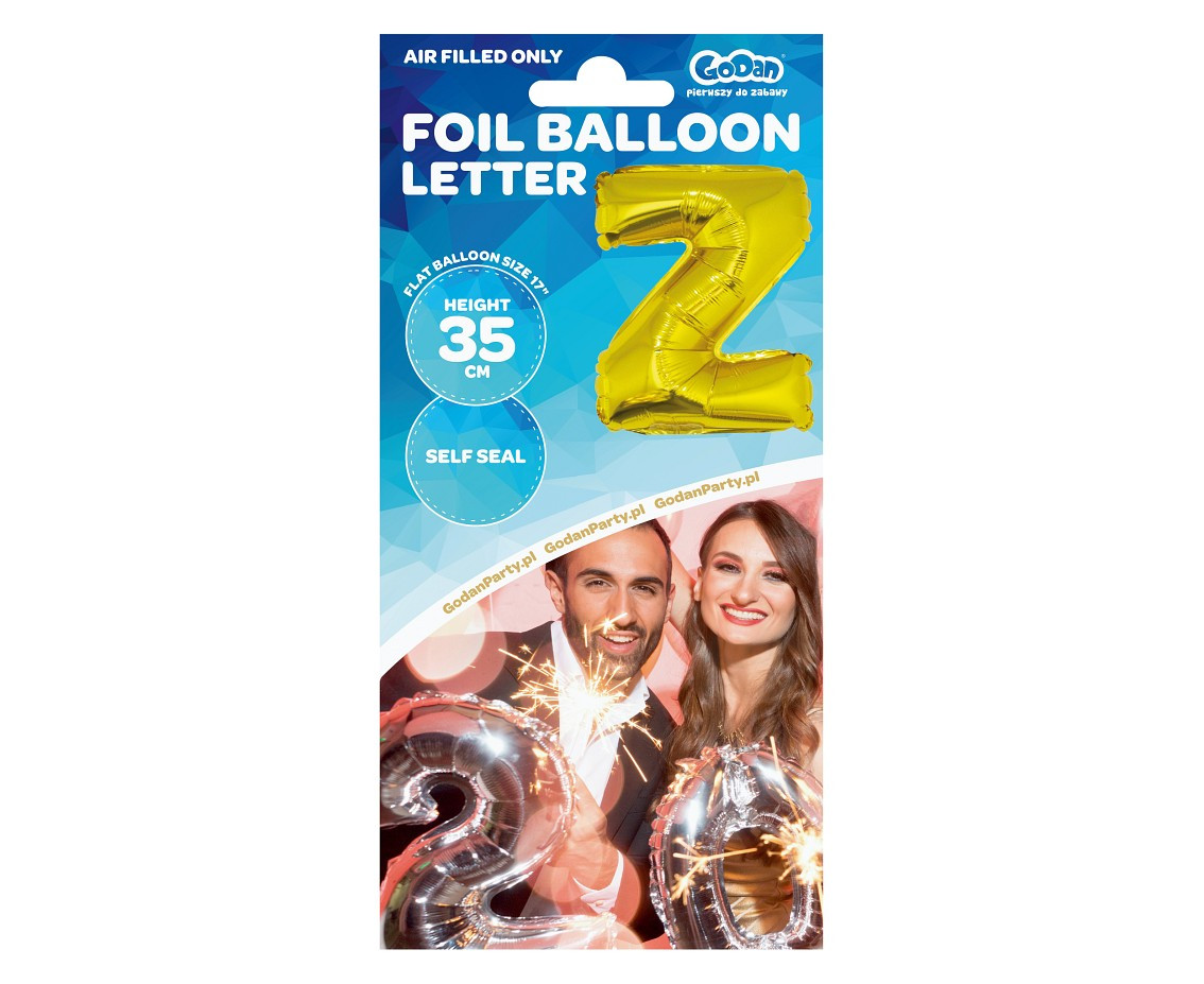 Foil balloon "Letter Z" , gold, 35 cm EOL