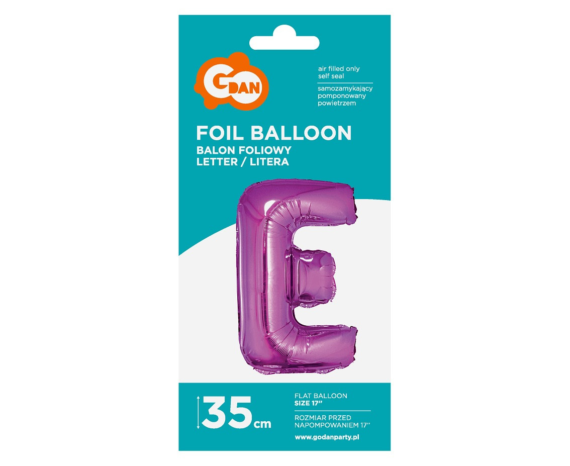 Foil balloon "Letter E" , pink, 35 cm EOL