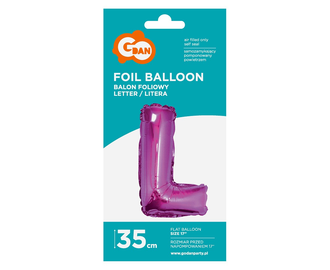 Foil balloon "Letter L" , pink, 35 cm EOL