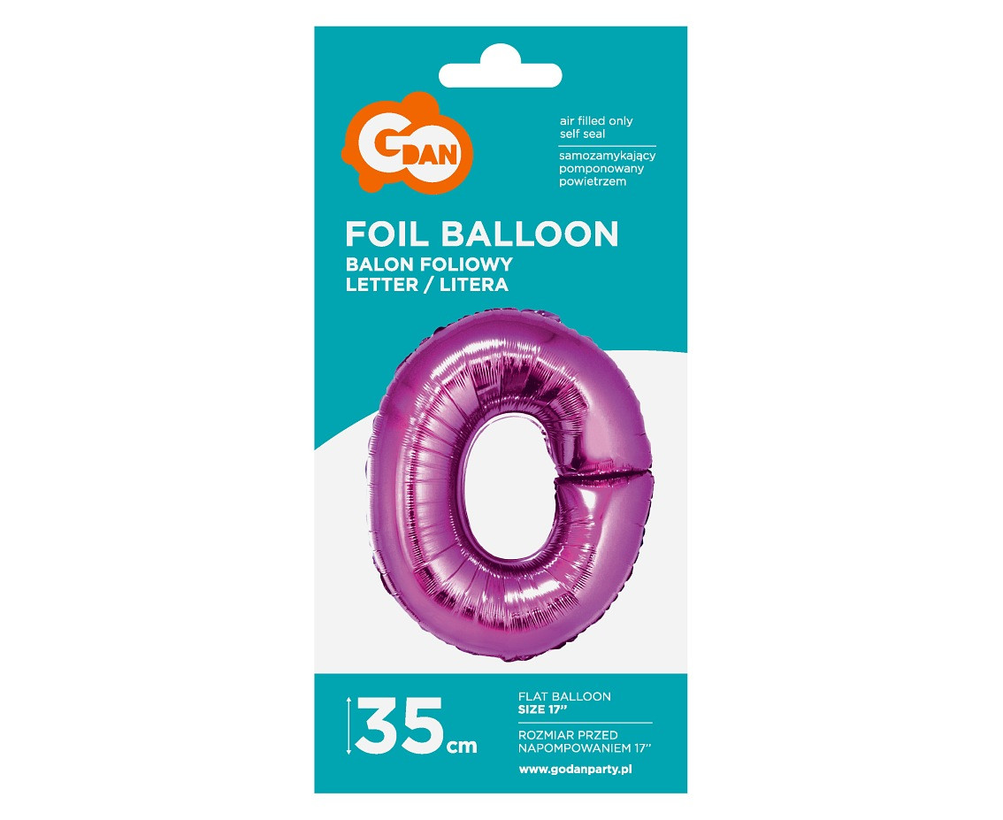 Foil balloon "Letter O" , pink, 35 cm EOL
