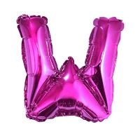 Foil balloon "Letter W" , pink, 35 cm EOL