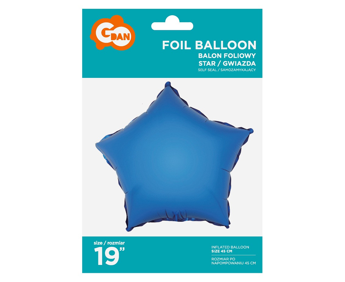 Foil balloon "Star" , blue, 18" EOL